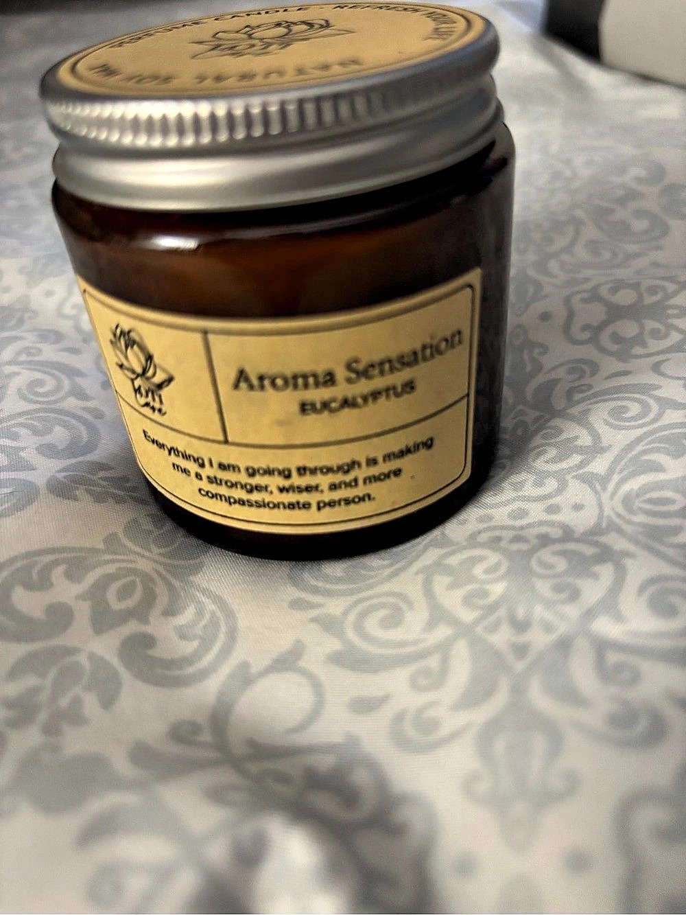 Aroma Sensation Eucalyptus Candle Cream & Brown